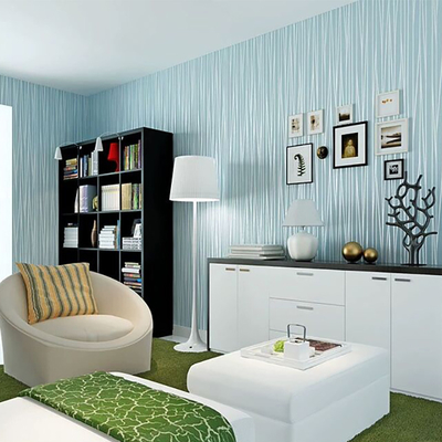 EUROPEAN blue strips soundproof moisture proof hotel bar hotel premium material pvc 3d wallpaper modern rolls