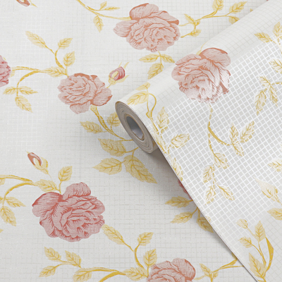Chinese style 3d pvc roll wallpaper EUROPEAN nature home cheap hand painted floral design white and gold wallpaper